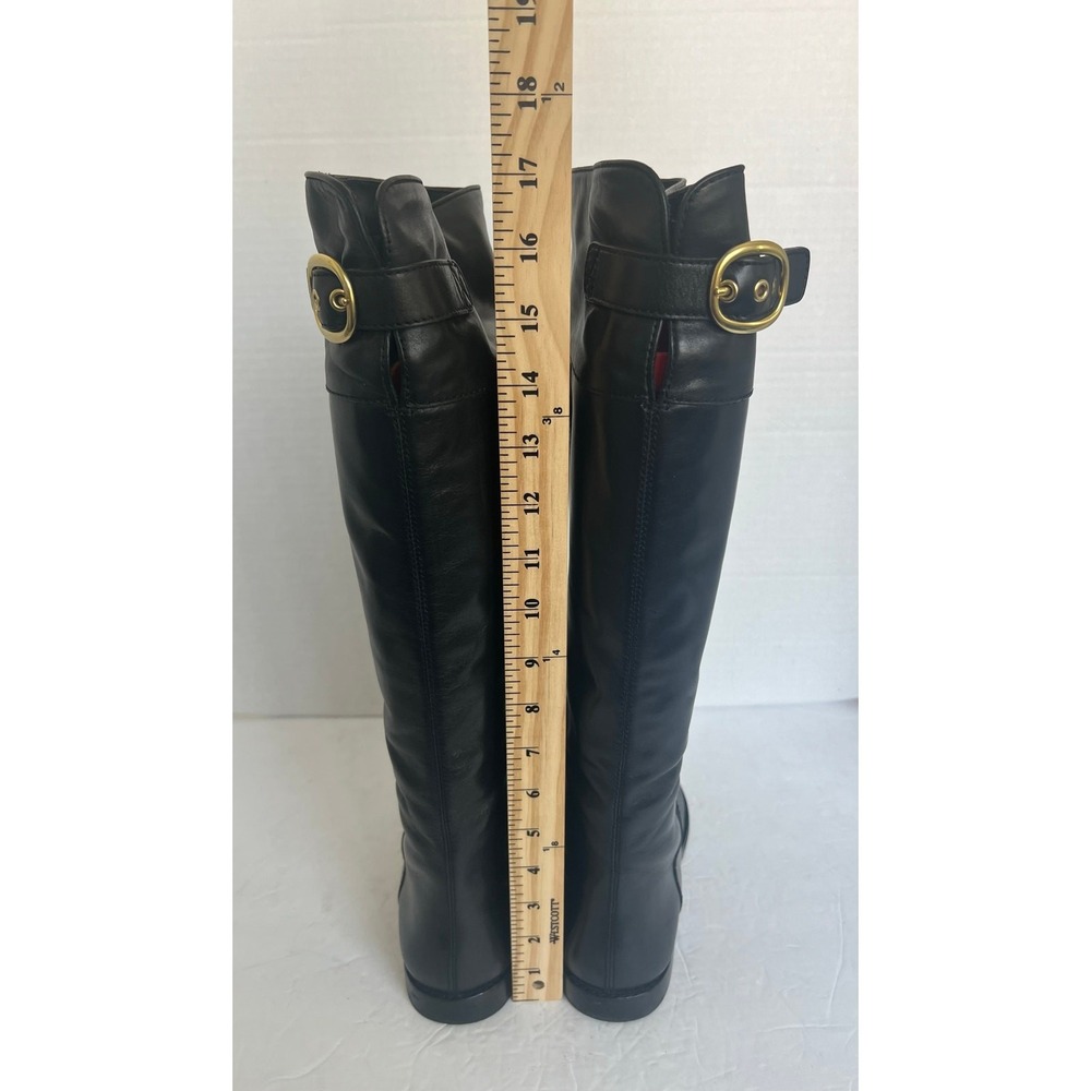 Coach Maely Soft Black Leather Knee High Riding Gold Buckle Accent Boots Sz 8.5 - Picture 9 of 16